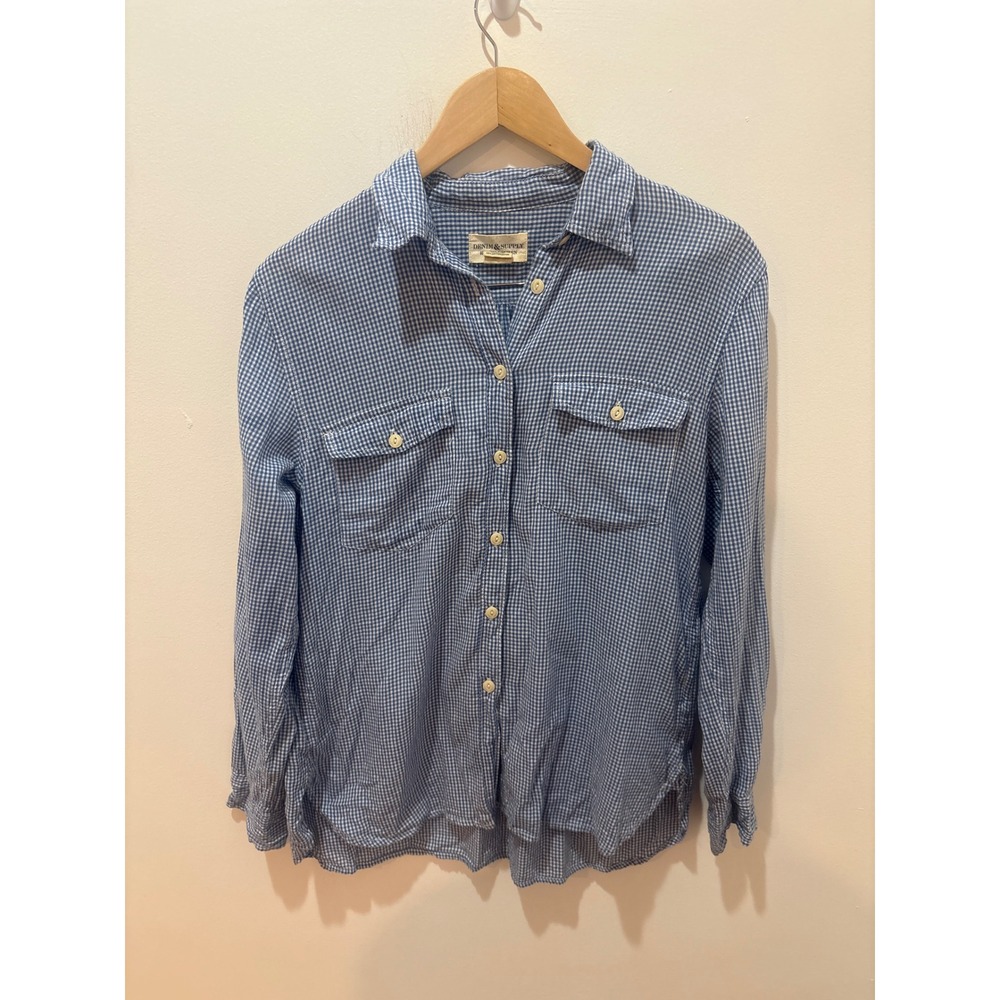 Denim‎ & Supply Ralph Lauren Blue Gingham Cotton Button Down Shirt Womens Medium